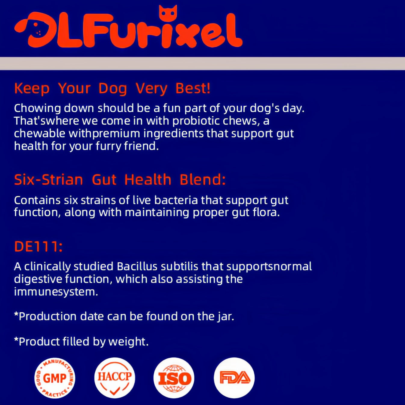 DLFURIXEL Probiotic Soft Chews for Dogs & Cats