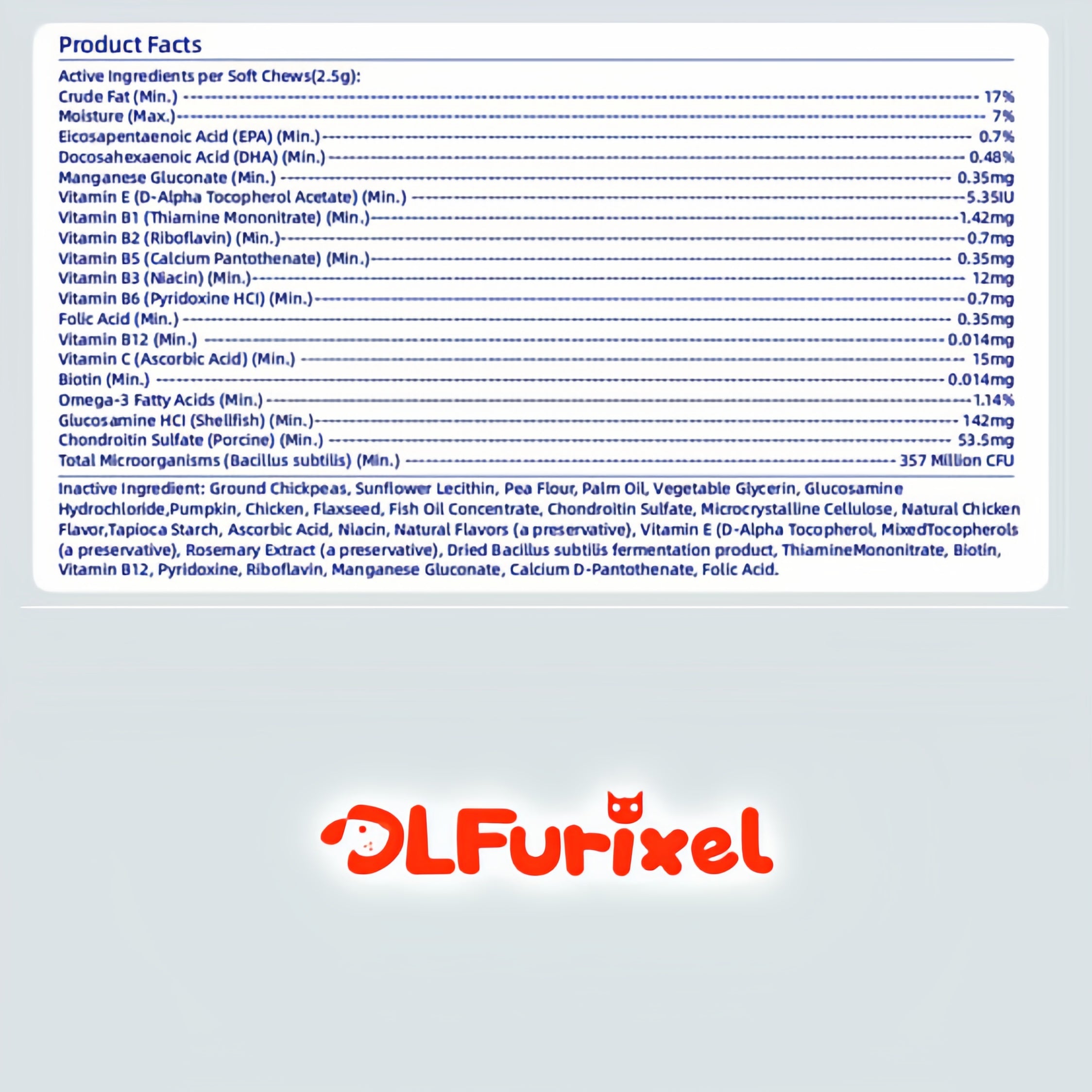 DLFURIXEL 8-in-1 Pet Soft Chews 300g - Joint, Gut & Skin Coat Support