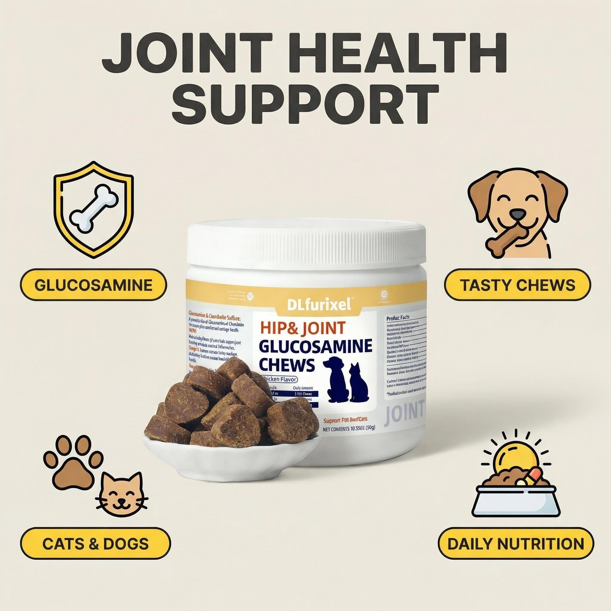 DLFURIXEL Glucosamine Chondroitin MSM Joint Care Soft Chews