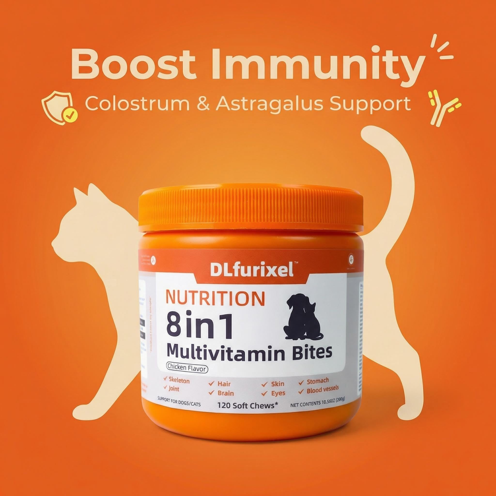 DLFURIXEL 8-in-1 Pet Soft Chews 300g - Joint, Gut & Skin Coat Support