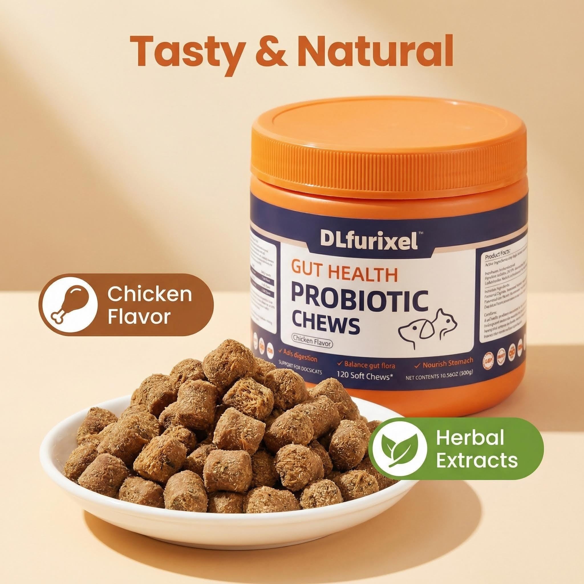 DLFURIXEL Probiotic Soft Chews for Dogs & Cats